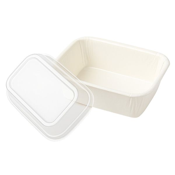 50 Pieces Rectangular Baking Cups with Clear PET Lids - White