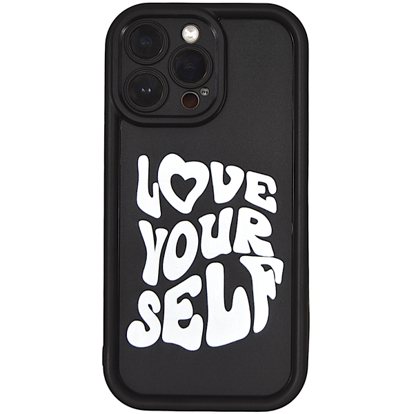 Solid Black - Phone Case with Love Yourself - Iphone 14 Pro Max
