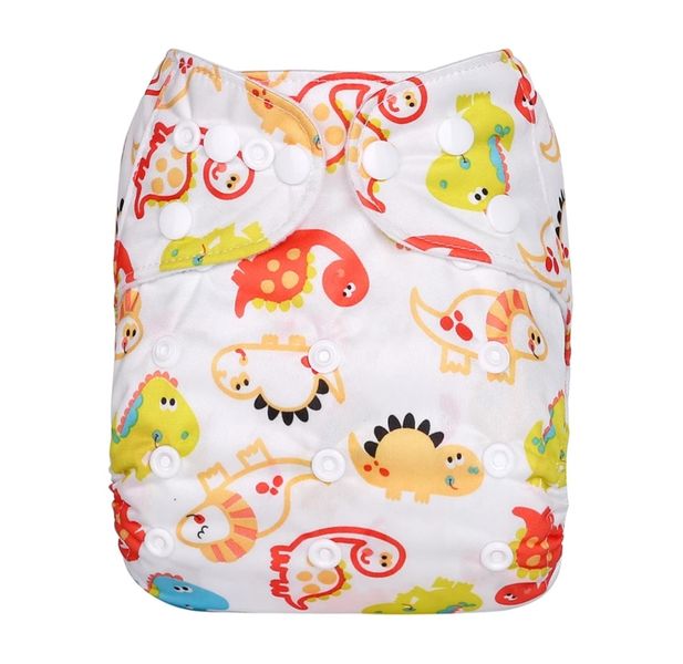 Baby Orange Dino Cloth Diaper One Size Fits Most image