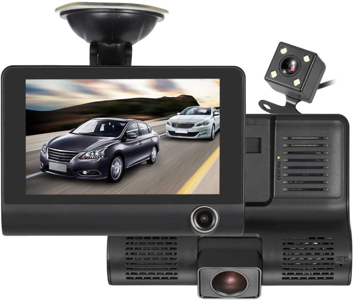 Triple-Camera Dashcam DVR Full HD 1080P Night Vision + 32GB Memory Card