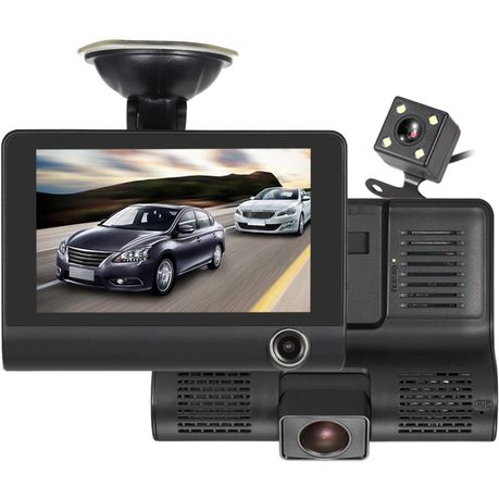 Triple-Camera Dashcam DVR Full HD 1080P Night Vision + 32GB Memory Card Image