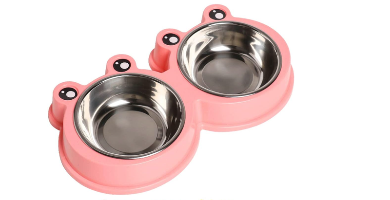 Premium Stainless Steel Double Pet Bowls Cute Non-Slip Dog Cat Rabbit