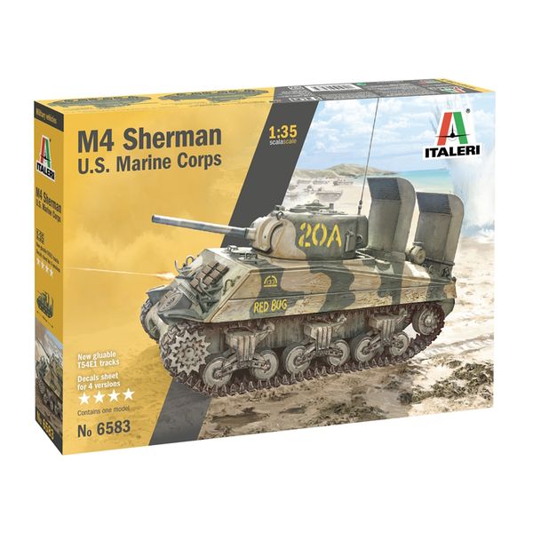 Italeri 1/35 M4 Sherman US Marine Corps Tank Plastic Model Kit