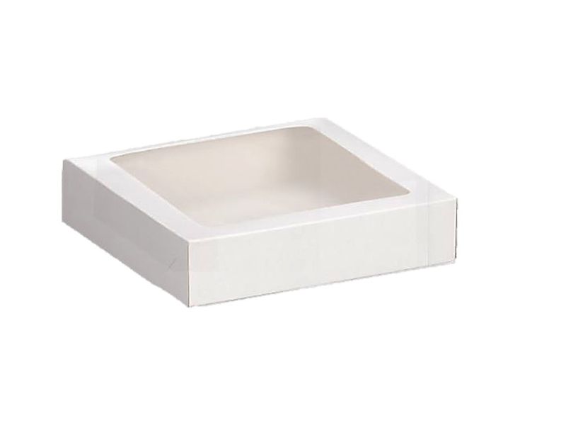 9 x 9 x 2 - Box Mania: White Cake or Takeaway Box With Window - 100 Units