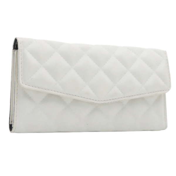 Quilted Faux Leather Wallet - White