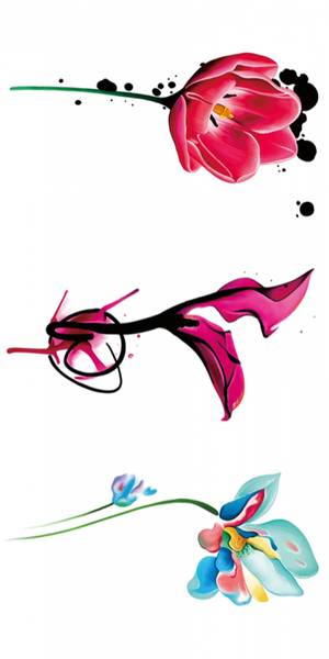 Tattoo - Waterproof High Quality Skin Safe - Three Different Flowers