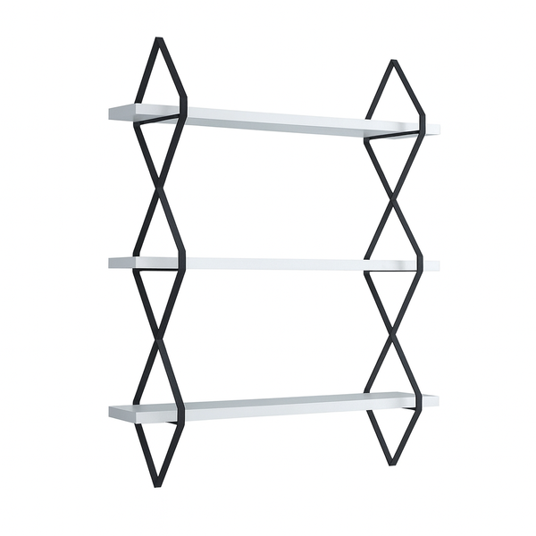 3 Tier Wall Mounted Shelf with Modern Geometric Frame
