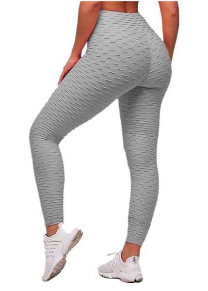 2021 Bubble Butt Honeycomb Tummy Control Yoga Pants Leggings - Grey