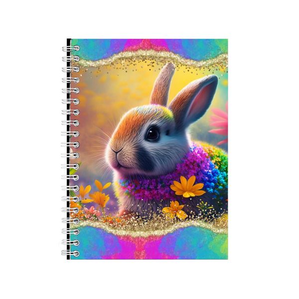 Bunny Flowers Neon Notebook Gift Idea Writing Book Notepad Pad 70