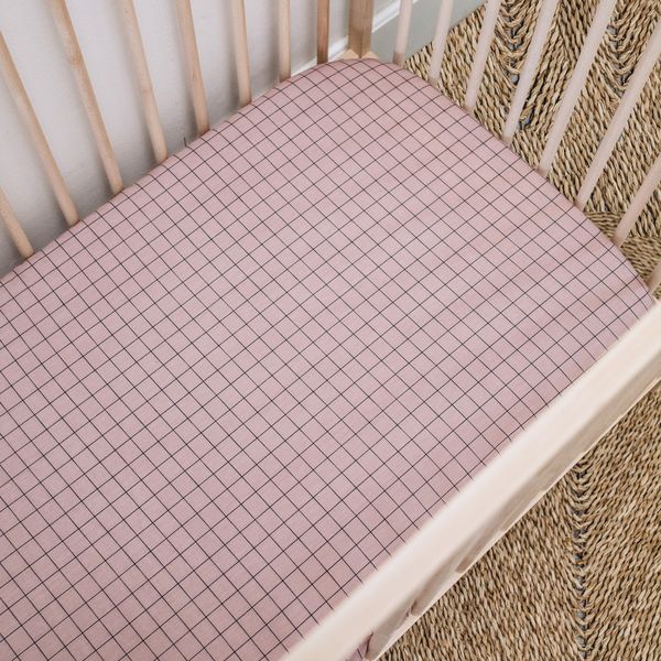 Phlo Studio 100% Cotton Bold Grid Cot Fitted Sheet