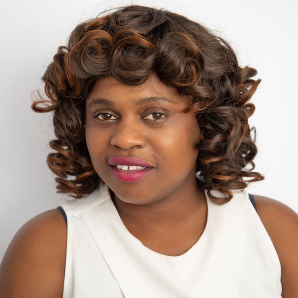 Synthetic Wavy Curly Wig - Natural with Brown Highlights