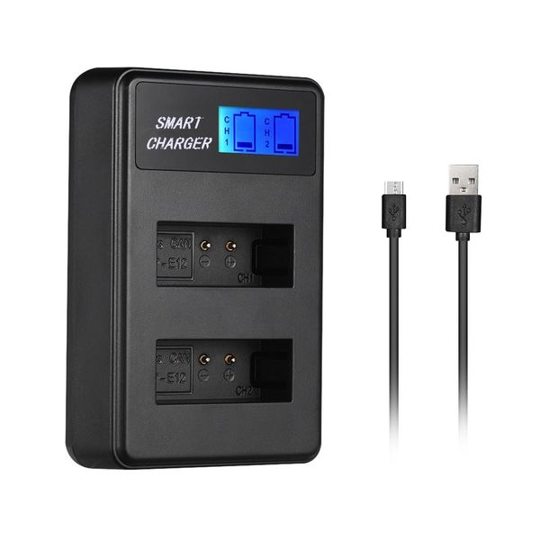 BasicX Dual USB Charger for Canon LP-E12 with LCD &amp; Smart Protection