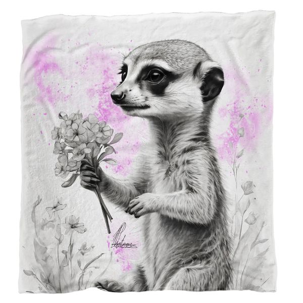 Pink Baby Meerkat Light Weight Fleece Blanket By Nathan Pieterse