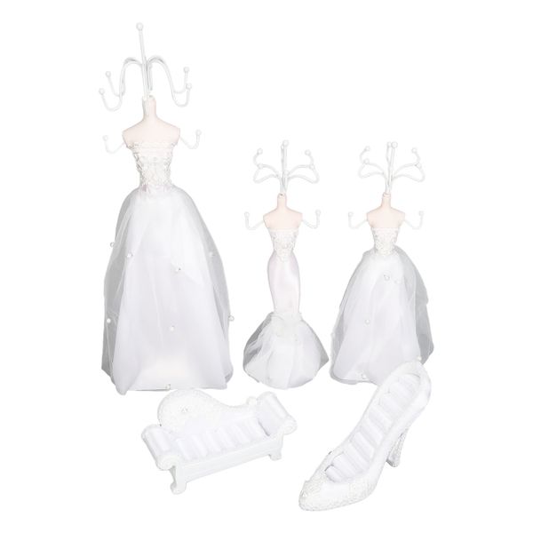 5 White Jewelry Stands - Heel &amp; Sofa for Necklace &amp; Earrings