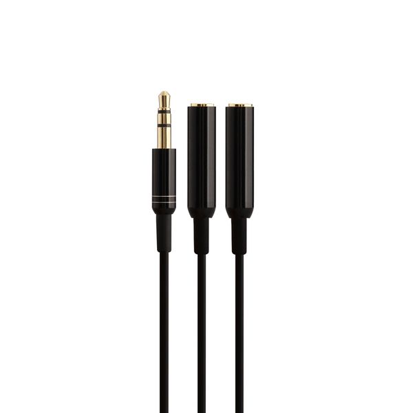 3.5mm Male to 2-Female 3.5mm Headphone Mic Splitter Audio Cable AUX201-40cm