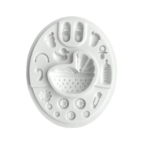 Multi-Design Baby Theme Silicone Mold With Non-Stick Surface - Light Grey
