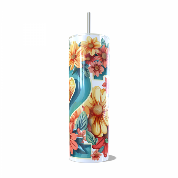 Beautiful 27th Birthday Flower Skinny Tumbler