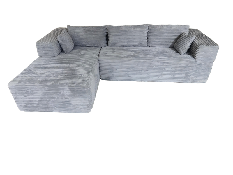 Hagenz light grey soft fabric 3 Seater L Shape Sofa Chaise Set