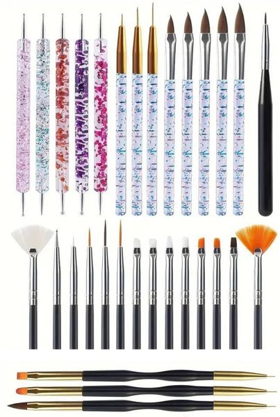 31Pcs Nail Art Brushes Set - Professional Detailing Tools for Gel &amp; Acrylic