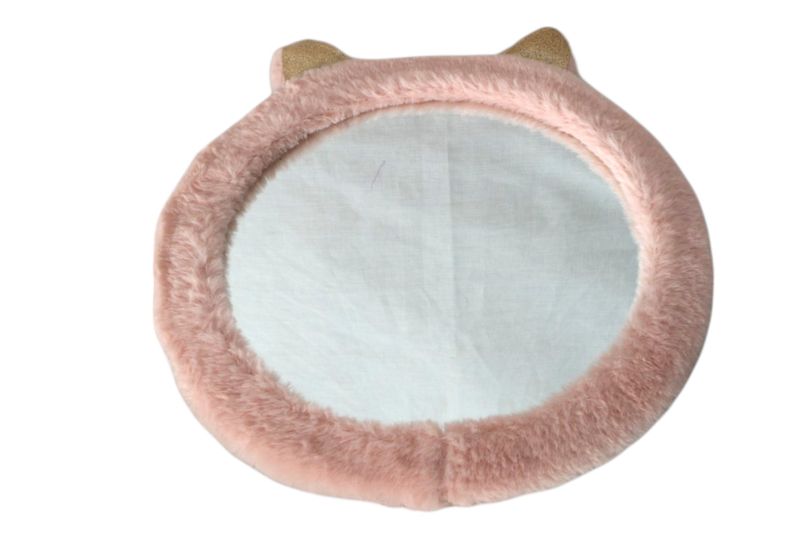 Childrens Mirror Round With Ears and Cotton Gold Glitter Rim 31cm