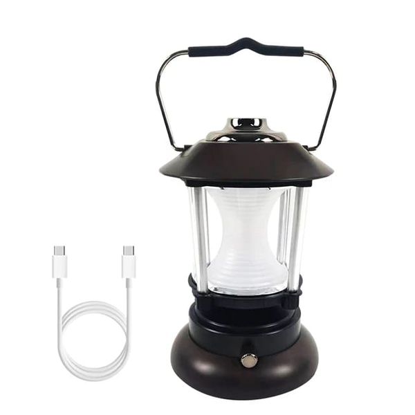 Vintage Portable Retro LED Rotary Switch Camping Lantern Flashlight