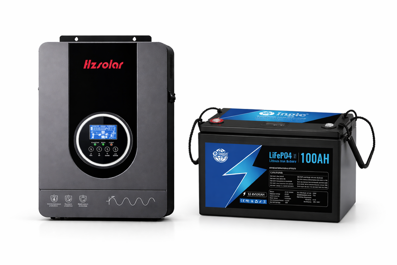 HZ Solar 2.2kVA Off-Grid Inverter + 100Ah 12V Lithium Battery Combo