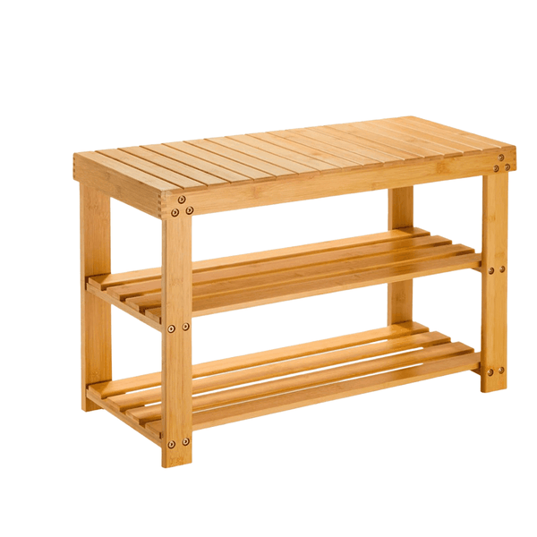 Bamboo 3 Tier Shoe Rack Bench