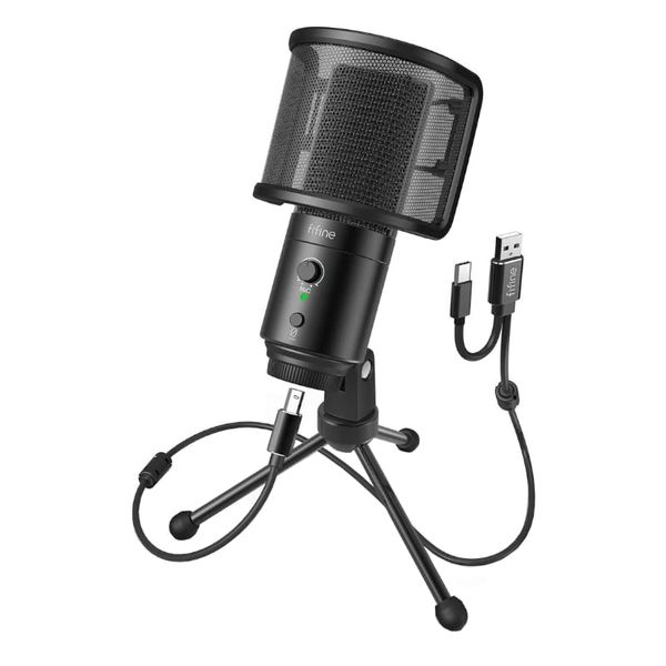 Fifine K683A Cardioid USB Condenser Microphone with Tripod - Black