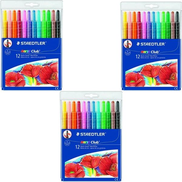 Staedtler Retractable Wax Crayons Set of 12 - 3 pack