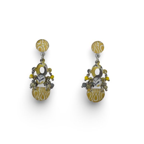 Lilly K Designs Women Yellow-Grey 154 Perspex Drop &amp; Dangle Earrings