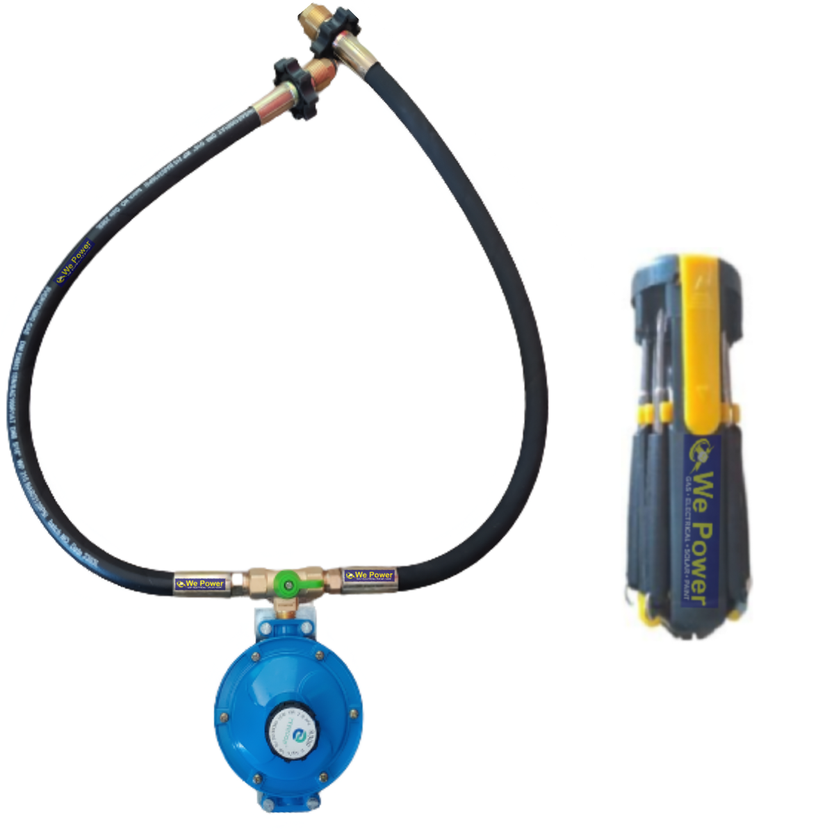 Gas Regulator Changeover & Two Gas Pigtail Kit With Screwdriver Set