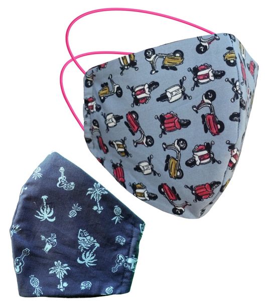Fontaine Cotton Fabric Face Masks - Vespa 2-Pack - 3 Layer Washable