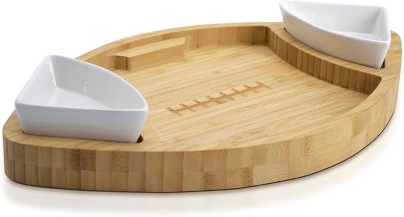Kings Football Shaped Bamboo Serving Tray