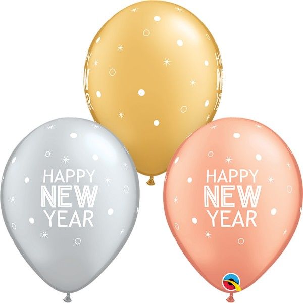 11 Inch Latex Round Special Assorted New Year Sparkle &amp; Dot