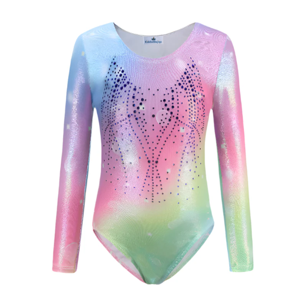 Aurora Ombre Girls Long Sleeve Leotard with Rhinestones -Gymnastics &amp; Dance