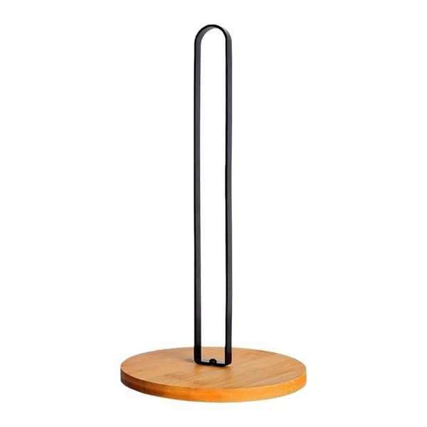 Nordic Style Bamboo Paper Towel Holder Free Standing Vertical Storage Rack