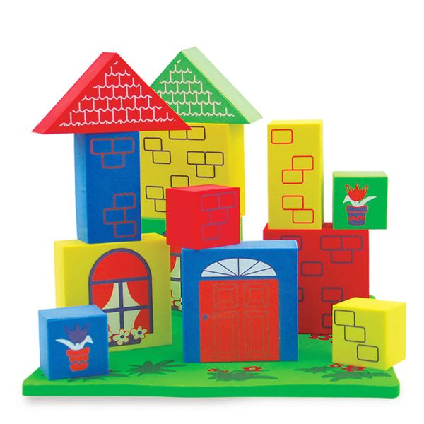 edushape - Floating Foam Blocks Bath Toy - 15 Wet &amp; Stick Pieces with Board