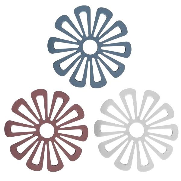 3 Piece - Silicone Flower-Shaped Pot Holders - Multi-Color