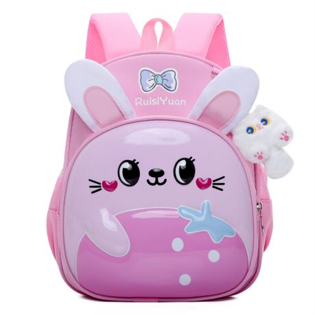 3D Kid's School Bag Cute Baby Backpack with Plush Pendant for Boys & Girls Image