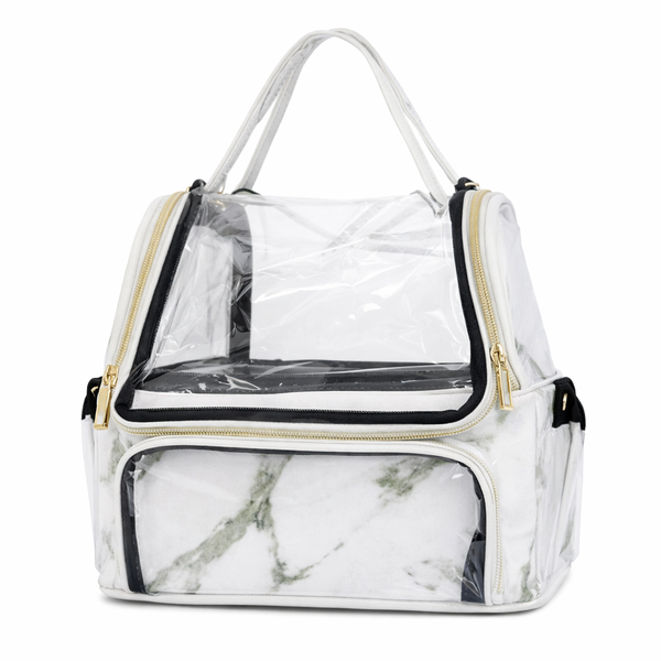 Pattern PVC Transparent Cosmetic Organizer Bag - Multi-Compartment Travel