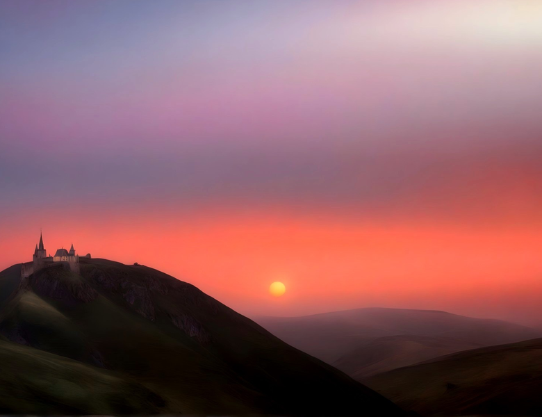 Modern Canvas Wall Art Home Decor - Castle Sunset