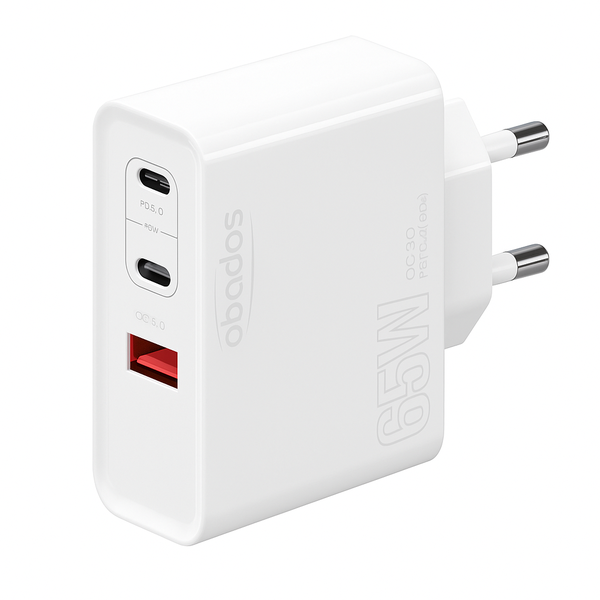 ABODOS AS-CS273 65W Fast Charger - 2 PD Ports + QC 3.0 USB Type-C Adapter