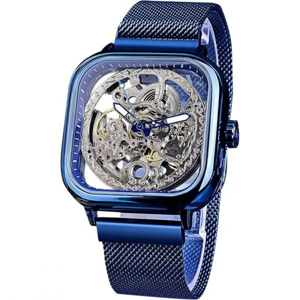 BBA-Steampunk mechanical wristwatch, gold skeleton men's watch