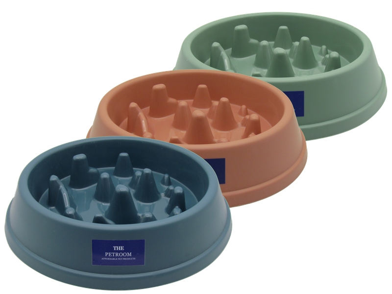 Pack of 3 - Premium Slow Eating Bowl Feeder For Pets - Blue, Peach &amp; Green