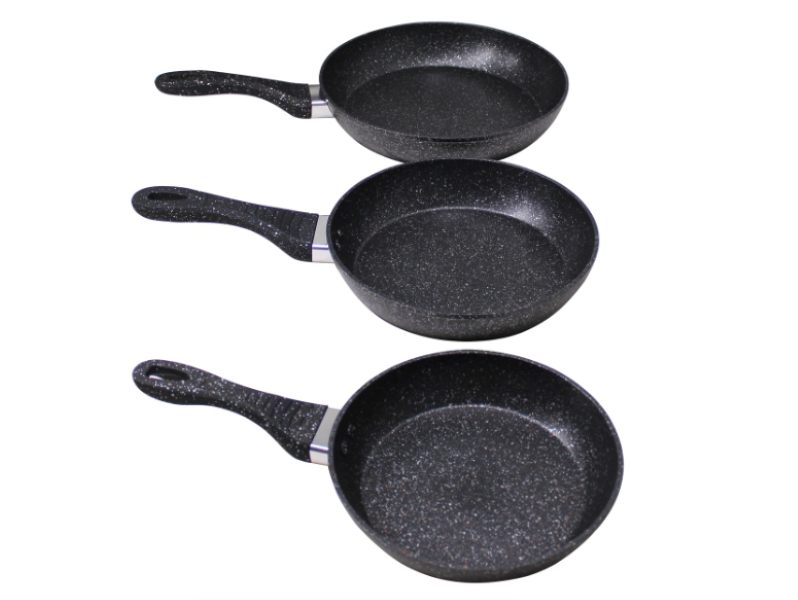 3 Piece Black Aluminum, Granite Non-Stick pan