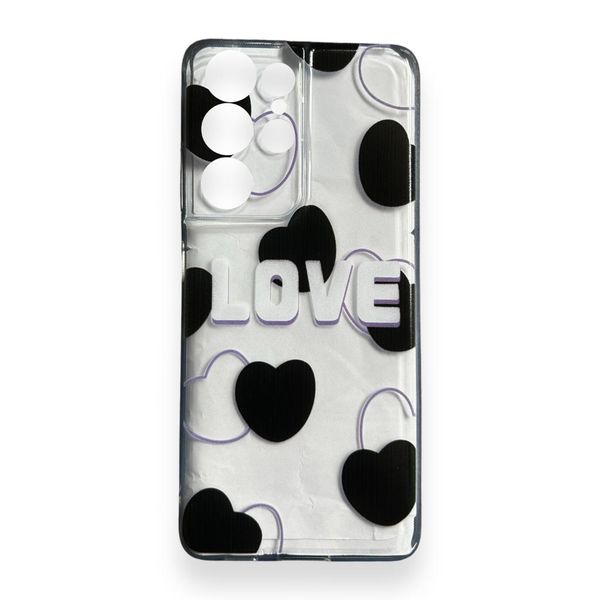 AMA Love &amp; Hearts Pattern Clear Silicone Case For Samsung S21 Ultra