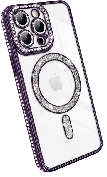 Magnetic Sparkle Glitter Phone Case with Lens Compatible with iPhone 14 Pro