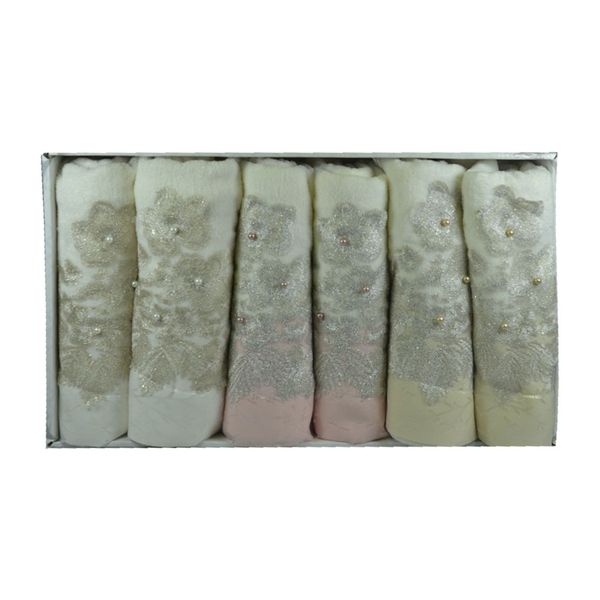 Luxurious Textured Motif Design Soft &amp; Absorbent Hand Towel Set 12