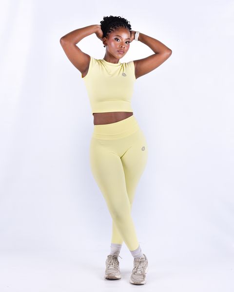 Women's Butter Yellow Nylon Spandex Suit Set