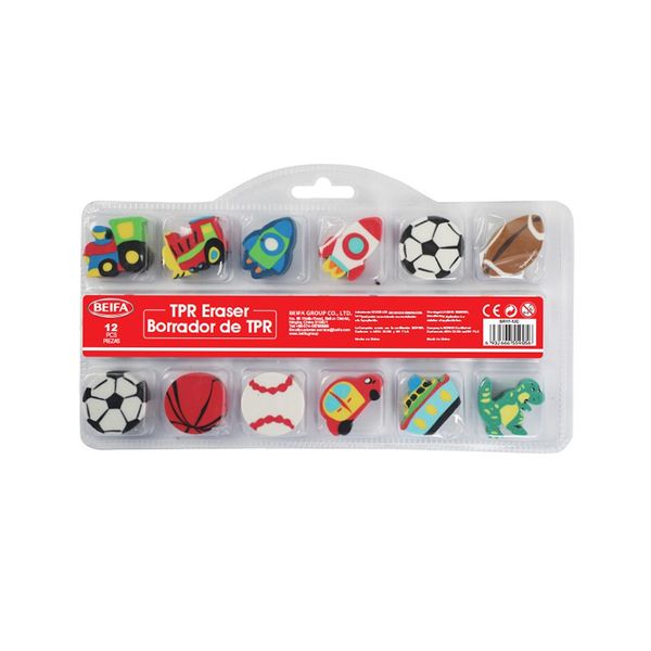 2D Shaped Eraser Set 5 Cases- Colorful